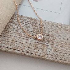 Кольє золоте тонкий ланцюжок з круглою підвіскою та білим цирконом 3.18