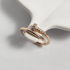 Каблучка золота цвях з білими круглими фіанітами