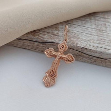 Хрестик золотий з розп'яттям написом Врятуй і Збережи та орнаментом 3.82