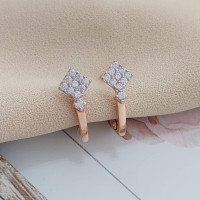Сережки із золота з круглими білими фіанітами 1.79