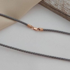 Шнурок джгут сірий із золотою застібкою на шию 2.98