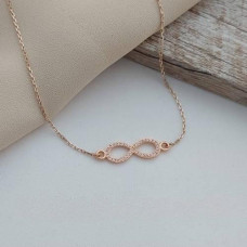 Кольє золоте тонкий ланцюжок з підвіскою знаком нескінченності та білим фіанітом 3.27