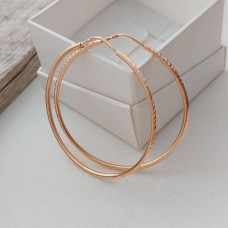 Large gold hoop earrings with ornament without stones 2.86