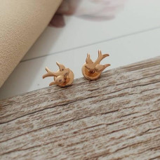 Golden swallow screw-in earrings without stones small 0.92