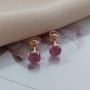 Сережки вкрутки золоті з бузковим круглим аметистом 1.52