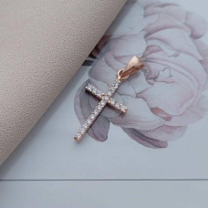 Хрестик золотий з білими фіанітами під ланцюжок або шнур 1.08