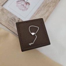 Срібна каблучка ланцюжок із сердечками регульована