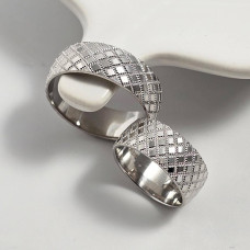 Silver wedding rings with ornament wide pair