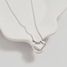 Кольє срібне ланцюжок з підвіскою сердечком та білими фіанітами