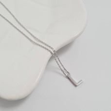 Silver necklace chain with letter L pendant without stones