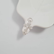 Хрестик срібний з розп'яттям і написом Спаси і Збережи ажурний ажурний