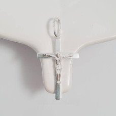 Smooth silver cross with a classic crucifix for a chain