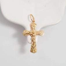 Позолочений хрестик з розп'яттям і написом Спаси і Збережи