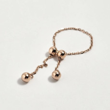 Каблучка золота регульована регульований ланцюжок з підвісками золотими намистинами