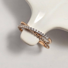 Каблучка із золота з доріжкою з білих круглих фіанітів тонка