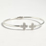 Браслет срібний незамкнутий жорсткий з білими фіанітами