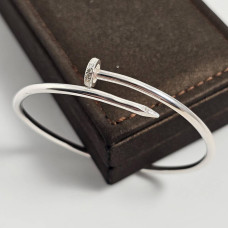 Браслет цвях срібний жорсткий з білими фіанітами