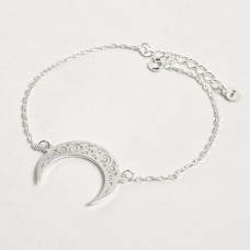 Браслет срібний ланцюжок з підвіскою Лунниця без каменів