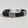 Браслет чорний зі срібними вставками з образами святих шовковий на руку