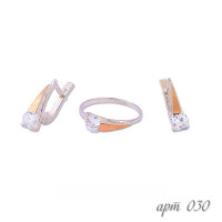 Срібний гарнітур з золотом і фіанітом №30з