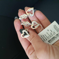 Срібний гарнітур з золотом і фіанітом №35з