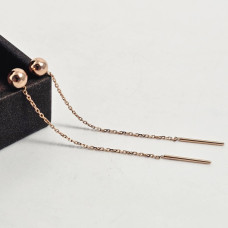 Golden stretch earrings with ball pendants without stones