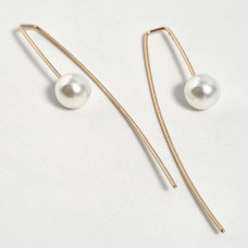 Hard gold stretch earrings with imitation white pearls