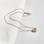 Yellow gold heart necklace with multi-colored enamel inserts, blue and yellow, patriotic