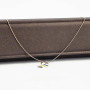 Yellow gold heart necklace with multi-colored enamel inserts, blue and yellow, patriotic