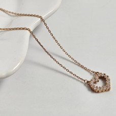 Кольє золоте серце з білими каменями тонкий ланцюжок з підвіскою