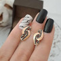 Срібний гарнітур каблучка та сережки Доротея із золотом та чорними фіанітами