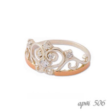 Кільце з срібла і золота з фіанітами №506з