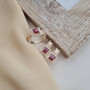Комплект зі срібла з золотими напайками круглими білими і червоними квадратними цирконами