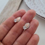 Сережки срібні з накладками золота та білими цирконами різного розміру