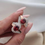 Срібний набір сережки та каблучка з золотом і кольоровими цирконами