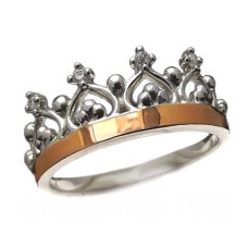 Срібне кільце з золотими накладками "Корона Premium" №0697-5