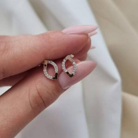 Сережки гвоздики срібні із золотом і цирконами