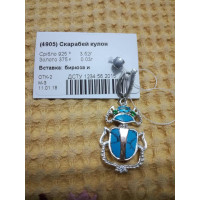 Срібний кулон "Скарабей" із золотом