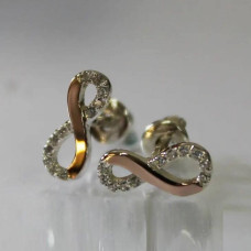 Small silver screw-in earrings with gold inserts