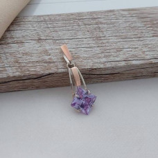 Silver pendant with gold inserts and lavender square zircon