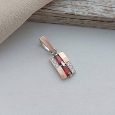 Silver pendant with gold inserts, red garnet and white zircons