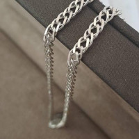 Ланцюжок срібний з плетінням подвійний ромб на шию 61 см