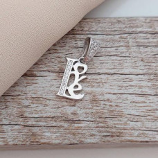 Silver pendant word Love with white cubic zirconia