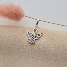 Silver pendant with small white cubic zirconia