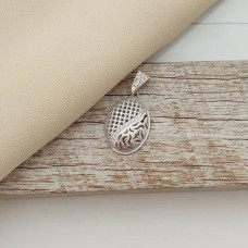Silver pendant with an ornament and white cubic zirconia