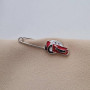 Шпилька срібна машинка з відомого мультика з червоною емаллю